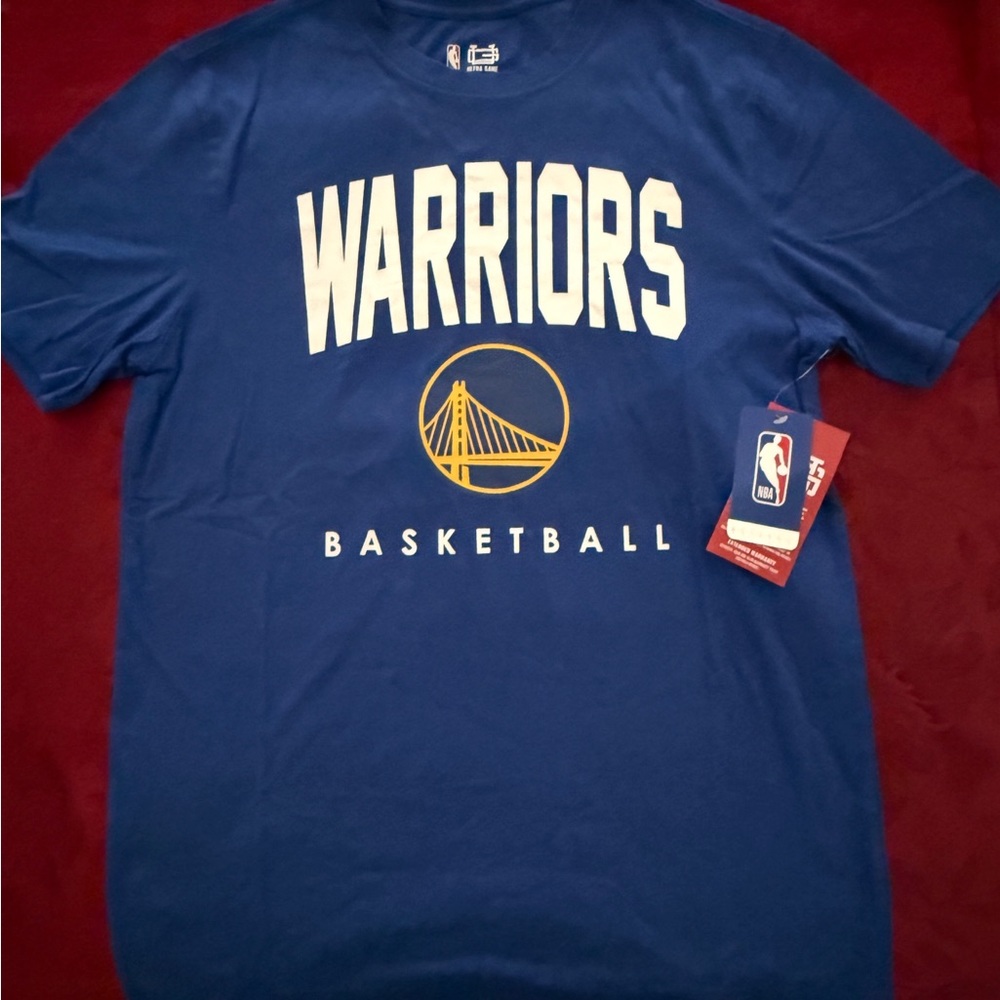 NBA Warriors Blue T-Shirt with White and Gold Logo